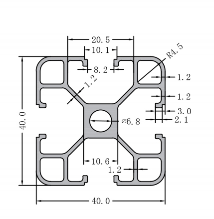 perfil de aluminio 4040